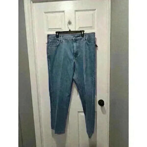 Lands' End Men's Traditional Fit Jeans‎ 38x32 Square Rigger Straight Blue Denim